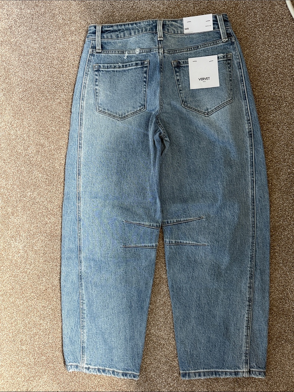 VERVET by Flying Monkey 🐵 Kate Barrel-Leg Jeans (Medium Wash) - Picture 3 of 6